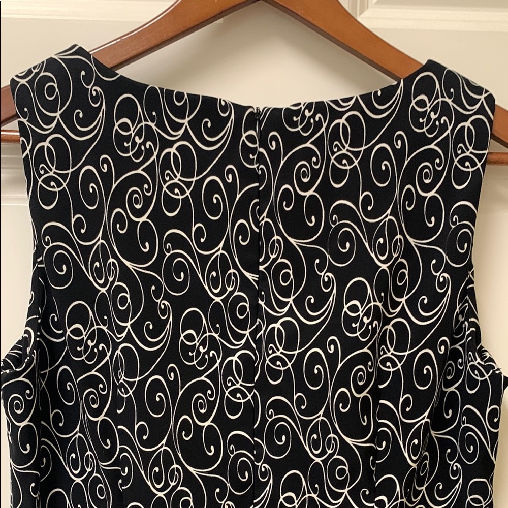 connected apparel Black Sleeveless Sheath Dress with White Swirl Pattern - Picture 6 of 7